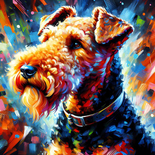 Airedale Terrier Hund Acryl Druck   Bunt Puzzle