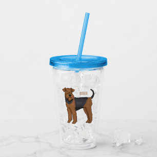 Airedale Terrier Hund Cartoon Illustration Acryltrinkbecher