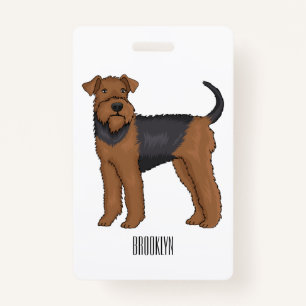 Airedale Terrier Hund Cartoon Illustration Ausweis