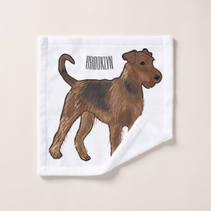 Airedale Terrier Hund Cartoon Illustration Badhandtuch Set
