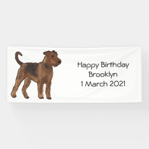 Airedale Terrier Hund Cartoon Illustration Banner