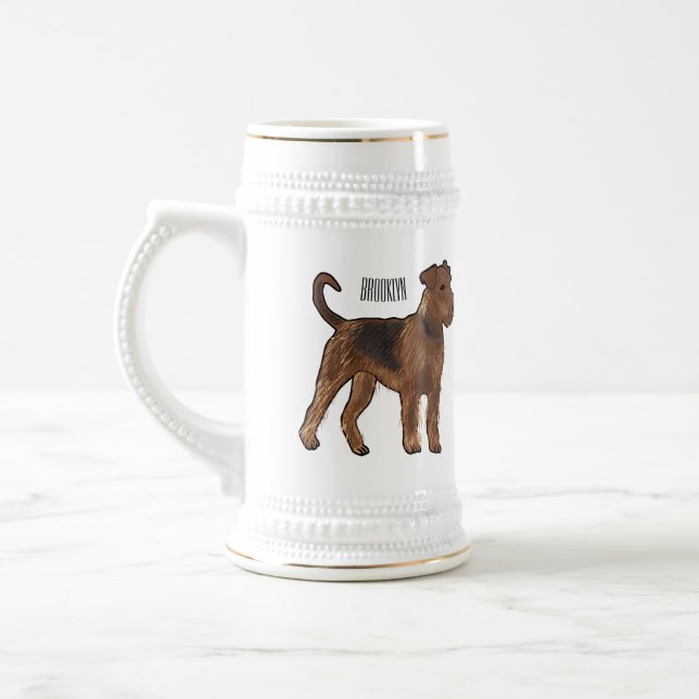 Airedale Terrier Hund Cartoon Illustration Bierglas (Links)