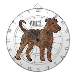 Airedale Terrier Hund Cartoon Illustration Dartscheibe