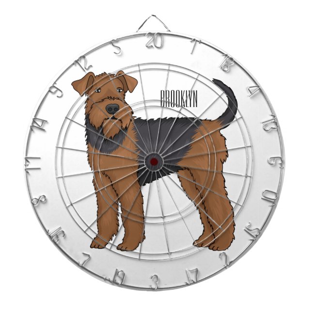 Airedale Terrier Hund Cartoon Illustration Dartscheibe (vorne)