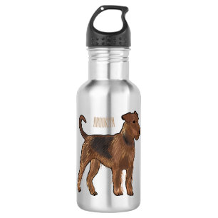 Airedale Terrier Hund Cartoon Illustration Edelstahlflasche