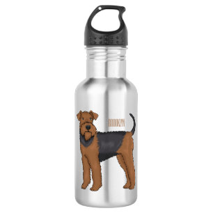 Airedale Terrier Hund Cartoon Illustration Edelstahlflasche
