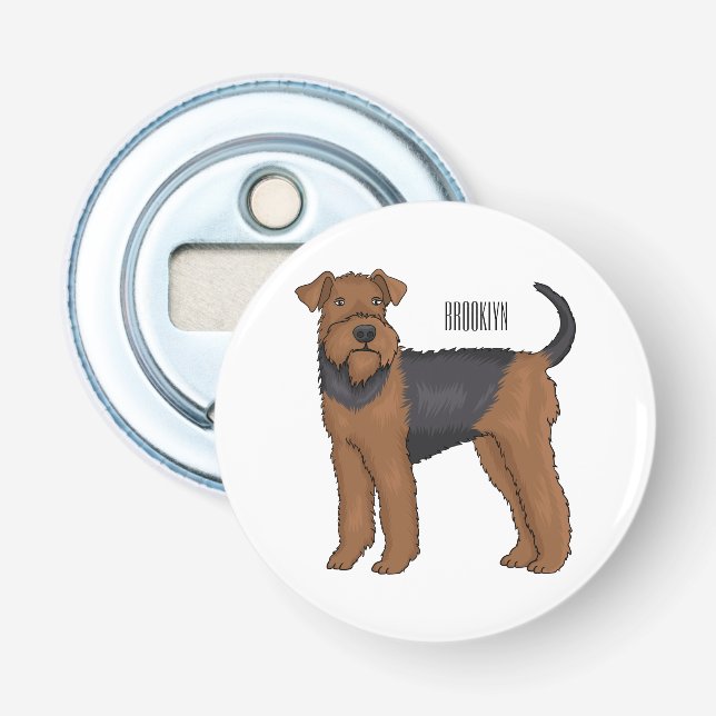 Airedale Terrier Hund Cartoon Illustration Flaschenöffner (Vorderseite)