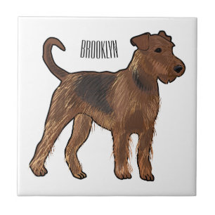 Airedale Terrier Hund Cartoon Illustration Fliese