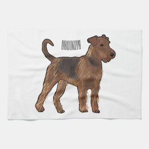 Airedale Terrier Hund Cartoon Illustration Geschirrtuch