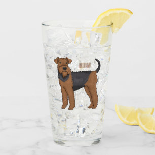 Airedale Terrier Hund Cartoon Illustration Glas