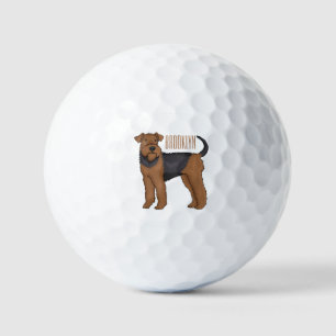 Airedale Terrier Hund Cartoon Illustration Golfball