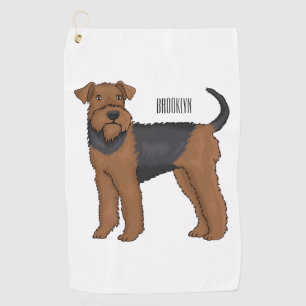 Airedale Terrier Hund Cartoon Illustration Golfhandtuch