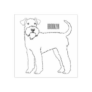 Airedale Terrier Hund Cartoon Illustration Gummistempel