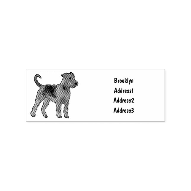 Airedale Terrier Hund Cartoon Illustration Gummistempel (Prägung)