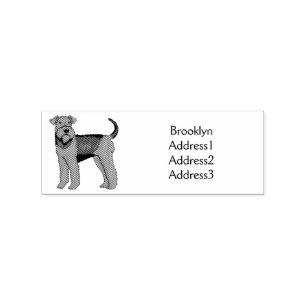Airedale Terrier Hund Cartoon Illustration Gummistempel