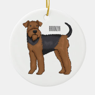 Airedale Terrier Hund Cartoon Illustration Keramik Ornament