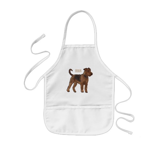 Airedale Terrier Hund Cartoon Illustration Kinderschürze (Vorne)