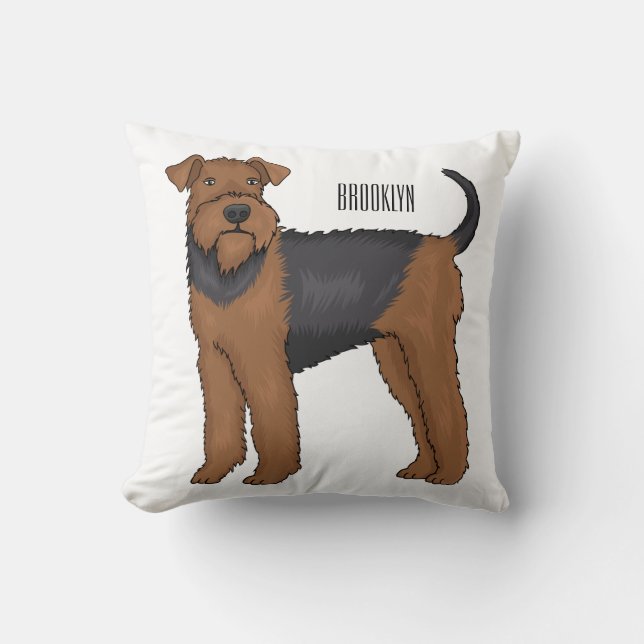 Airedale Terrier Hund Cartoon Illustration Kissen (Vorderseite)