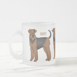 Airedale Terrier Hund Cartoon Illustration Mattglastasse