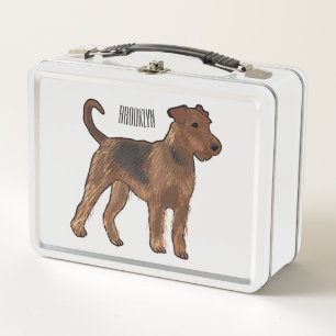 Airedale Terrier Hund Cartoon Illustration Metall Brotdose