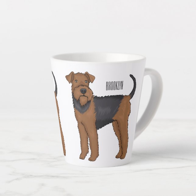 Airedale Terrier Hund Cartoon Illustration Milchtasse (Rechte Ecke)