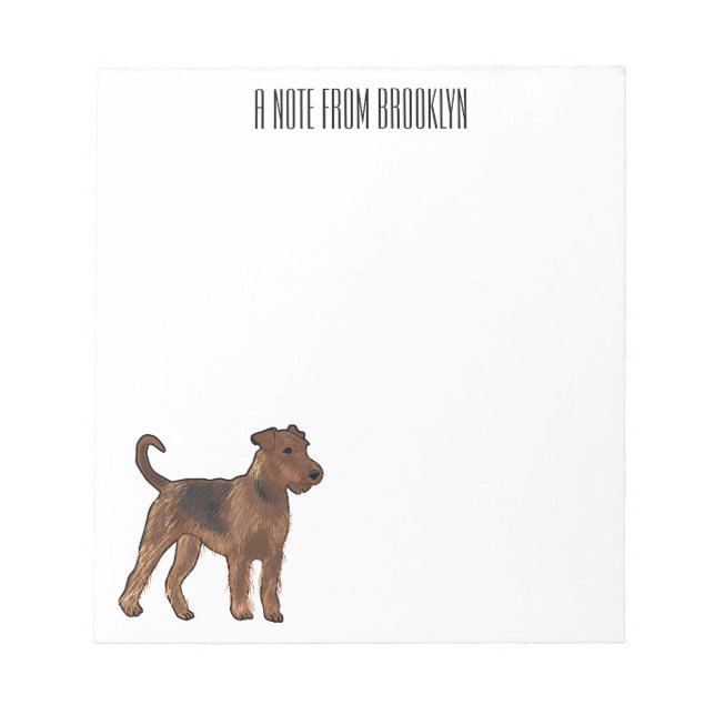 Airedale Terrier Hund Cartoon Illustration Notizblock (Vorderseite)