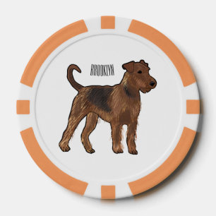 Airedale Terrier Hund Cartoon Illustration Pokerchips