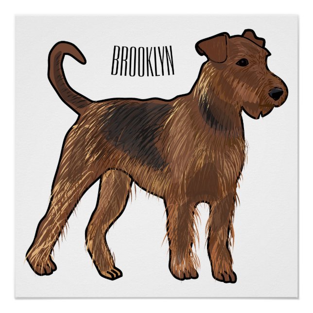 Airedale Terrier Hund Cartoon Illustration Poster (Vorderseite)