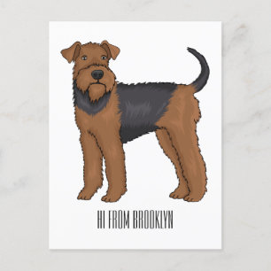 Airedale Terrier Hund Cartoon Illustration Postkarte