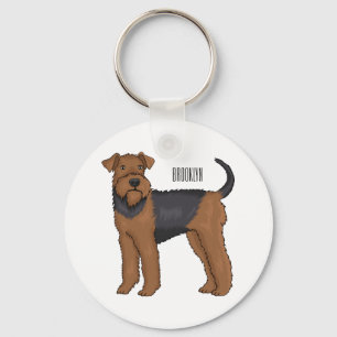 Airedale Terrier Hund Cartoon Illustration Schlüsselanhänger
