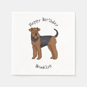 Airedale Terrier Hund Cartoon Illustration Serviette