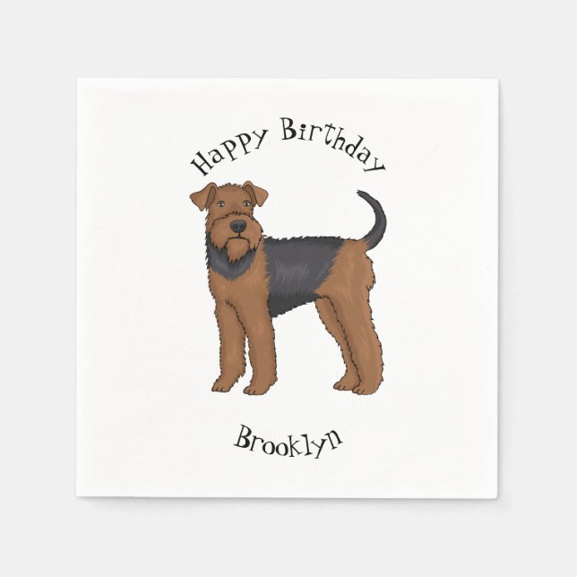 Airedale Terrier Hund Cartoon Illustration Serviette (Vorderseite)