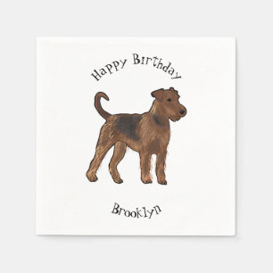 Airedale Terrier Hund Cartoon Illustration Serviette
