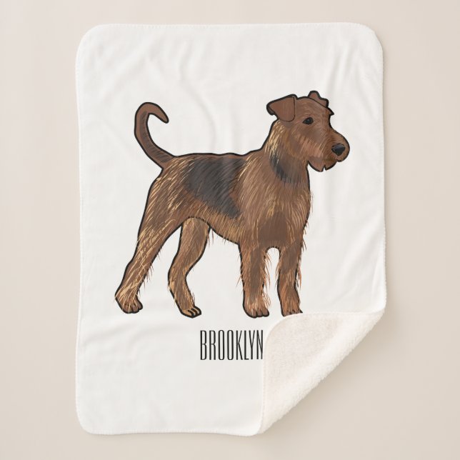 Airedale Terrier Hund Cartoon Illustration Sherpadecke (Vorderseite)