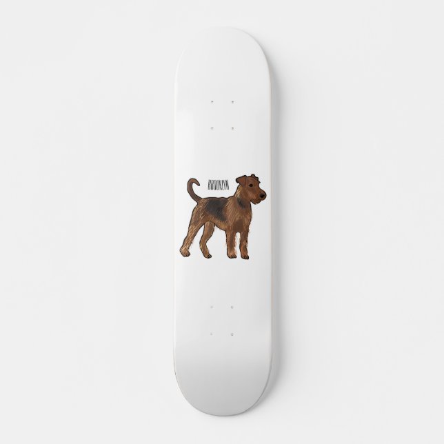 Airedale Terrier Hund Cartoon Illustration Skateboard (Vorne)