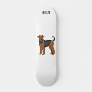 Airedale Terrier Hund Cartoon Illustration Skateboard