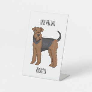 Airedale Terrier Hund Cartoon Illustration Sockelschild