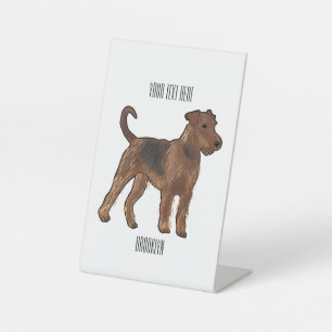 Airedale Terrier Hund Cartoon Illustration Sockelschild