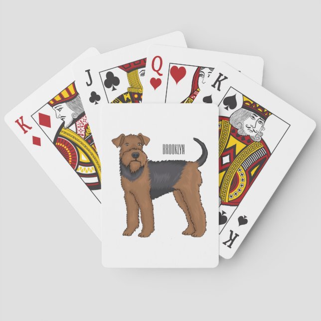 Airedale Terrier Hund Cartoon Illustration Spielkarten (Rückseite)