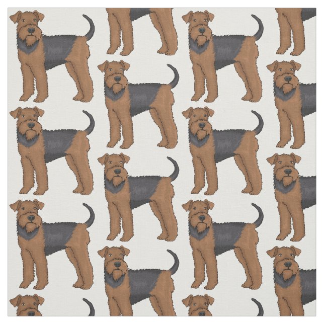 Airedale Terrier Hund Cartoon Illustration Stoff (Muster)