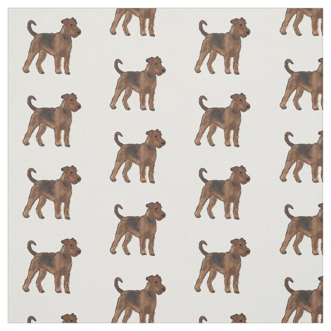 Airedale Terrier Hund Cartoon Illustration Stoff (Muster)