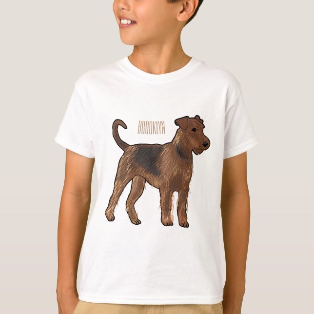 Airedale Terrier Hund Cartoon Illustration T-Shirt (Vorderseite)