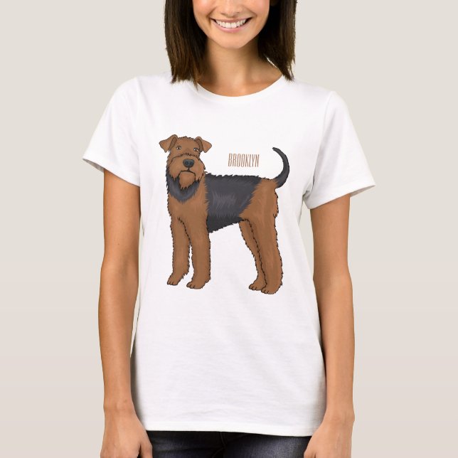 Airedale Terrier Hund Cartoon Illustration T-Shirt (Vorderseite)