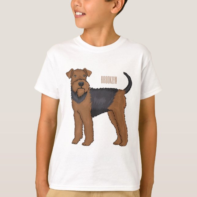 Airedale Terrier Hund Cartoon Illustration T-Shirt (Vorderseite)