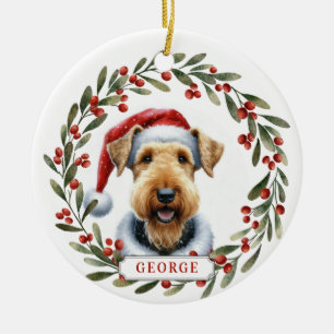 Airedale Terrier Hund Keramik-Kreis-Ornament Keramik Ornament