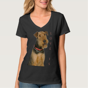 Airedale Terrier Hund Mama Vater Liebe Welpe Haust T-Shirt