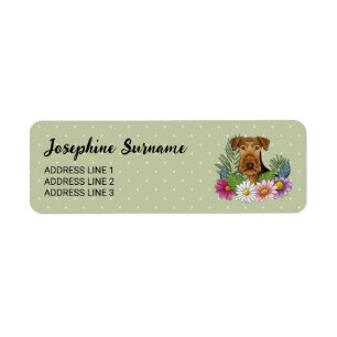 Airedale Terrier Hund mit bunten Blume grün