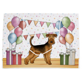 Airedale Terrier Hund mit Pastellfarben Geburtstag Große Geschenktüte