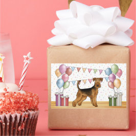 Airedale Terrier Hund mit Pastellfarben Geburtstag Rechteckiger Aufkleber