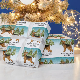 Airedale Terrier Hund Schneeiger Winterwald Festli Geschenkpapier